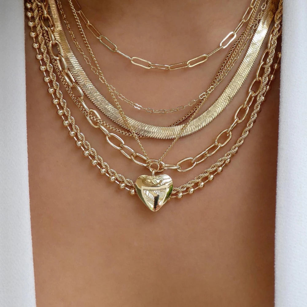 Boho Gold Multi-Layer Crystal Necklace