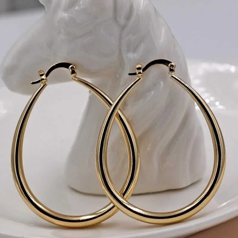 Shine Gold Color Hoop Earrings