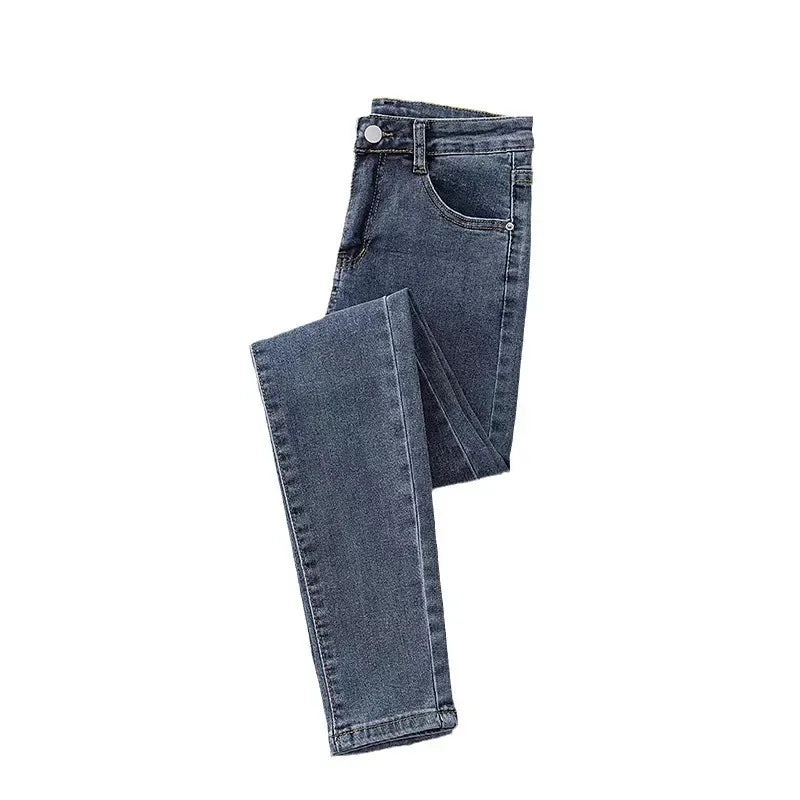 High-Waisted Black Slimming Pencil Jeans