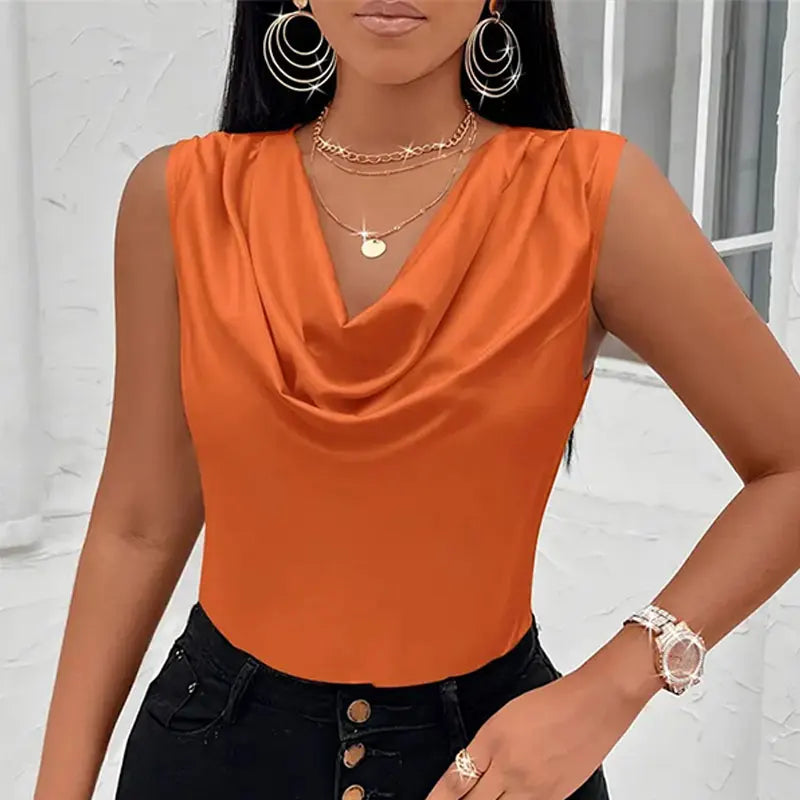 Silk-Like Satin Strappy Tank Top
