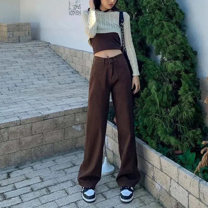 High Waist Straight Leg Bell Bottom Jeans