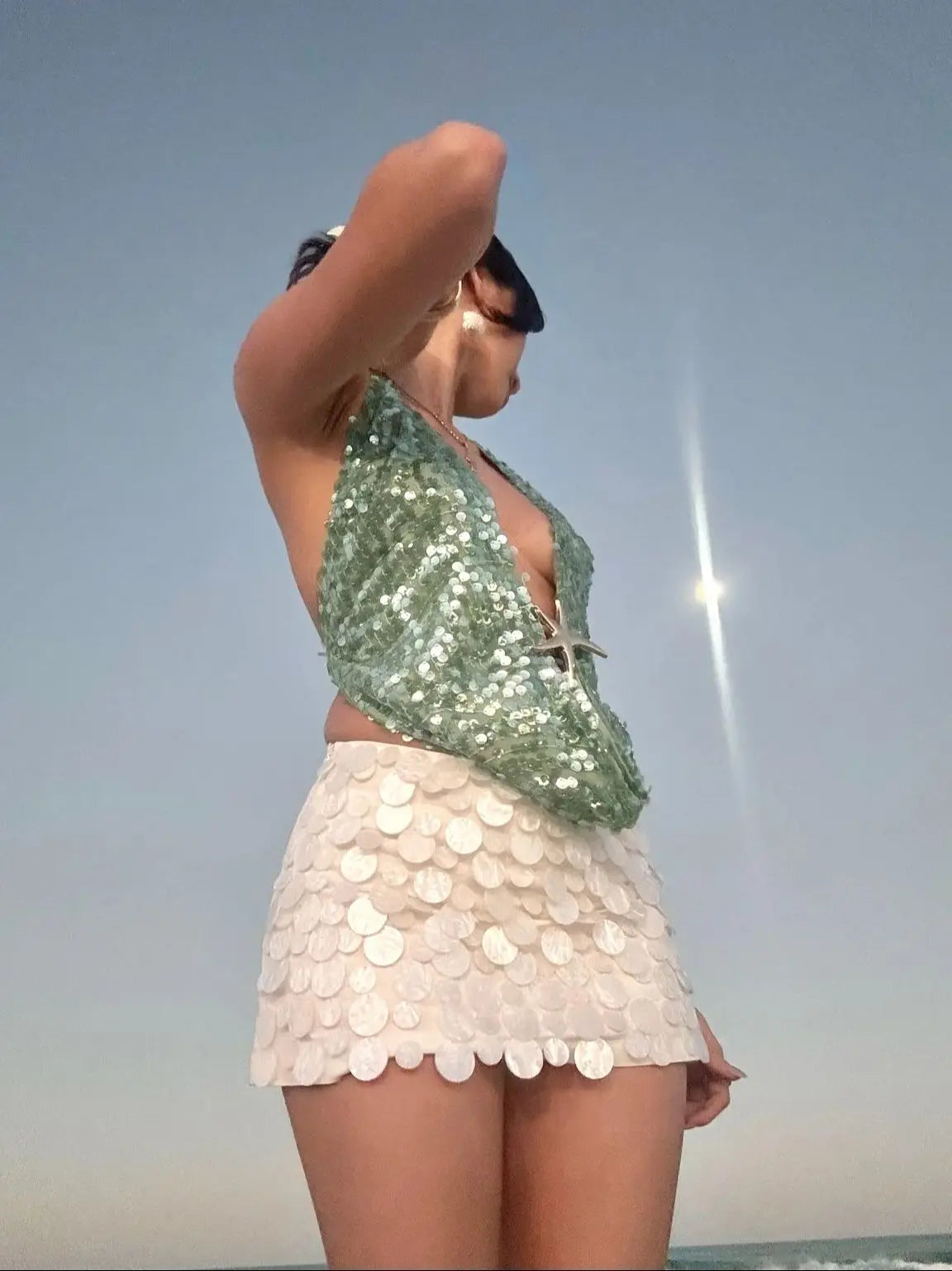 Sexy Swimsuit Shell Bikini with Skirt Swimwear Swimsuit