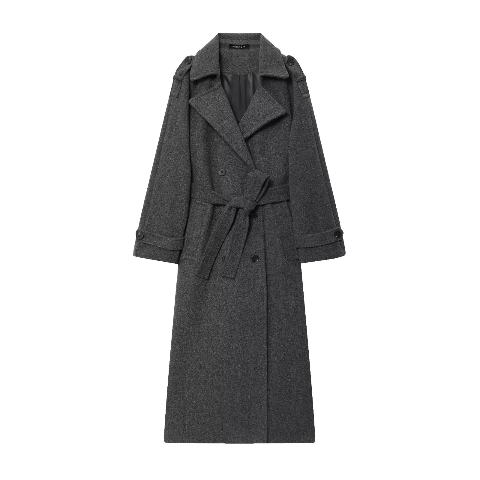 HH Women Fashion Lapel Double-breasted Pocket Belte