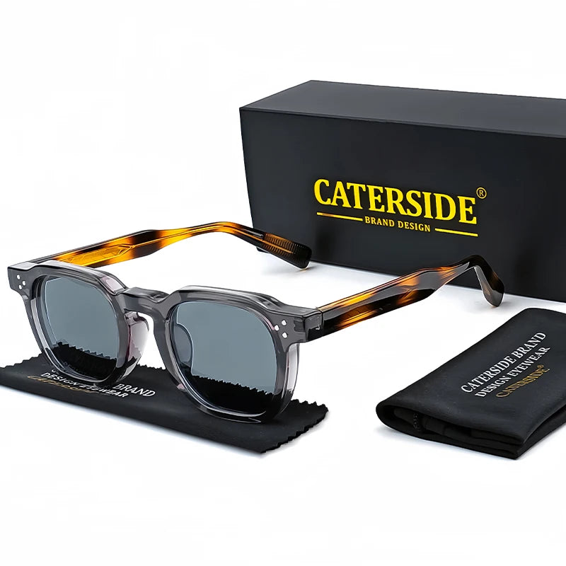 CATERSIDE Retro Punk Square Sunglasses 2 Pieces