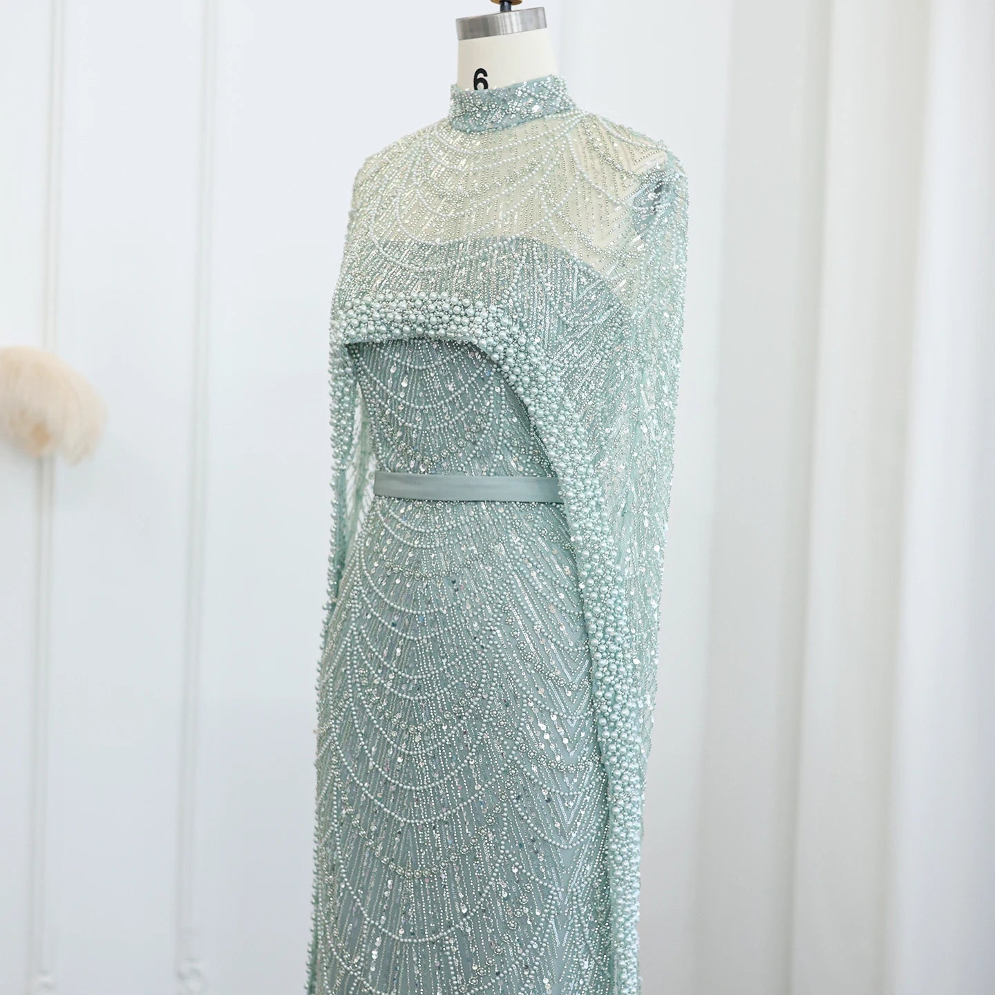Sharon Said Luxury Pearls Dubai Champagne Evening Dresses