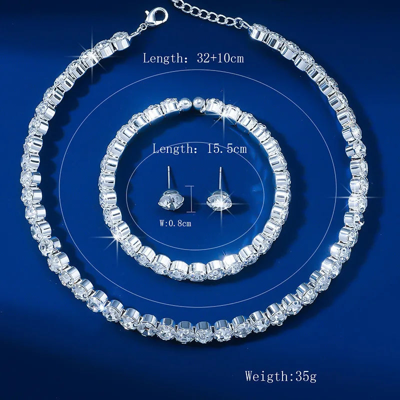Circle Crystal Silver Bridal Jewelry Set