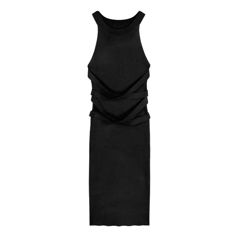 Dresses for Women Elegant Sexy Sleeveless Back Textured Mini Skinny Dress New Fashion Summer Casual PTKPCC