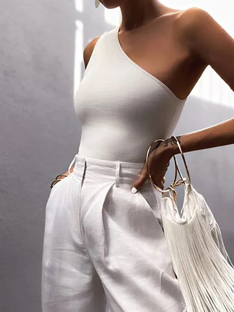 Women’s One-Shoulder Sports Tank Top