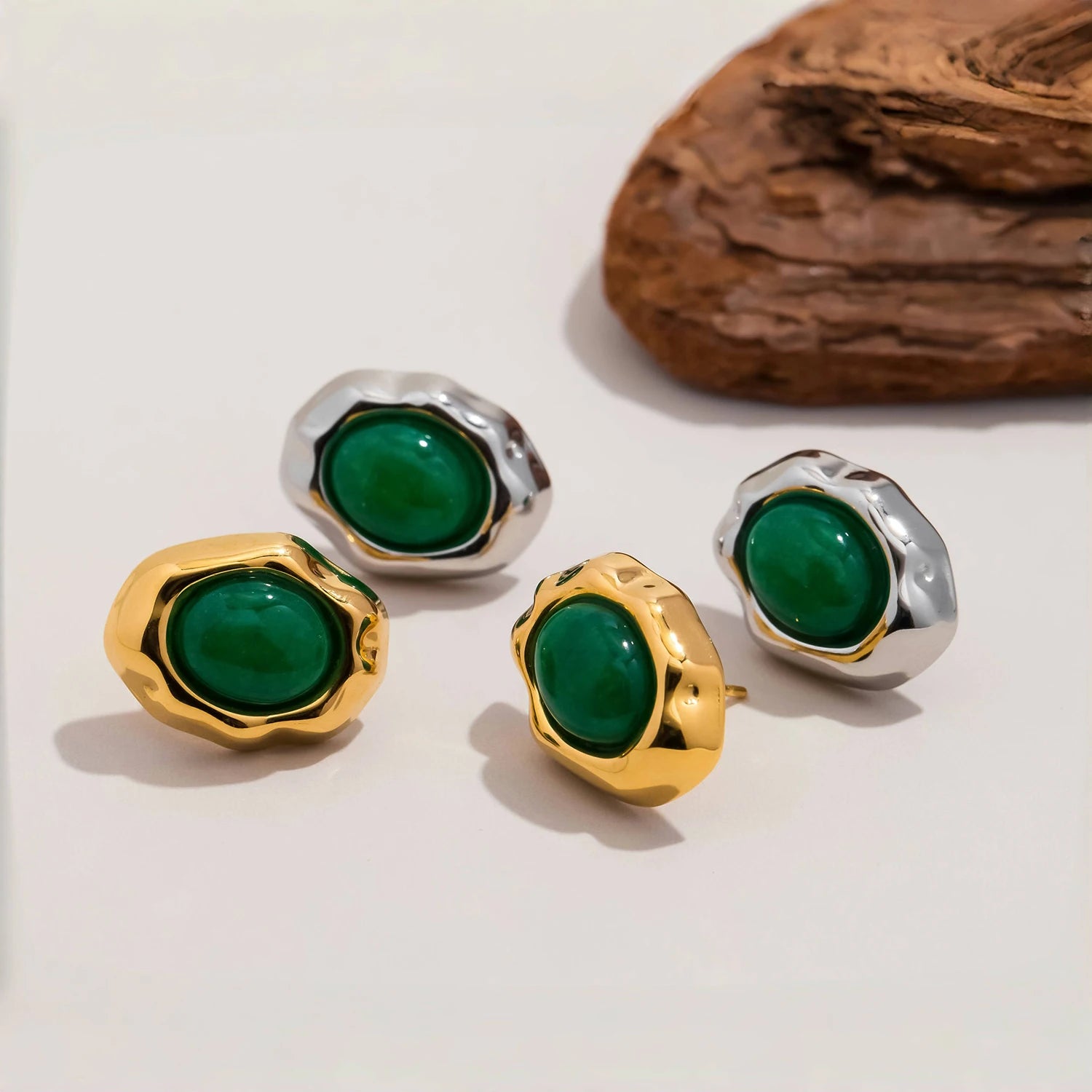 18K Gold Plated Gemstone Earrings