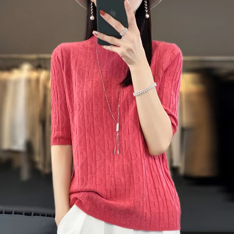 Women’s Diamond Letter Design Knit Sweater