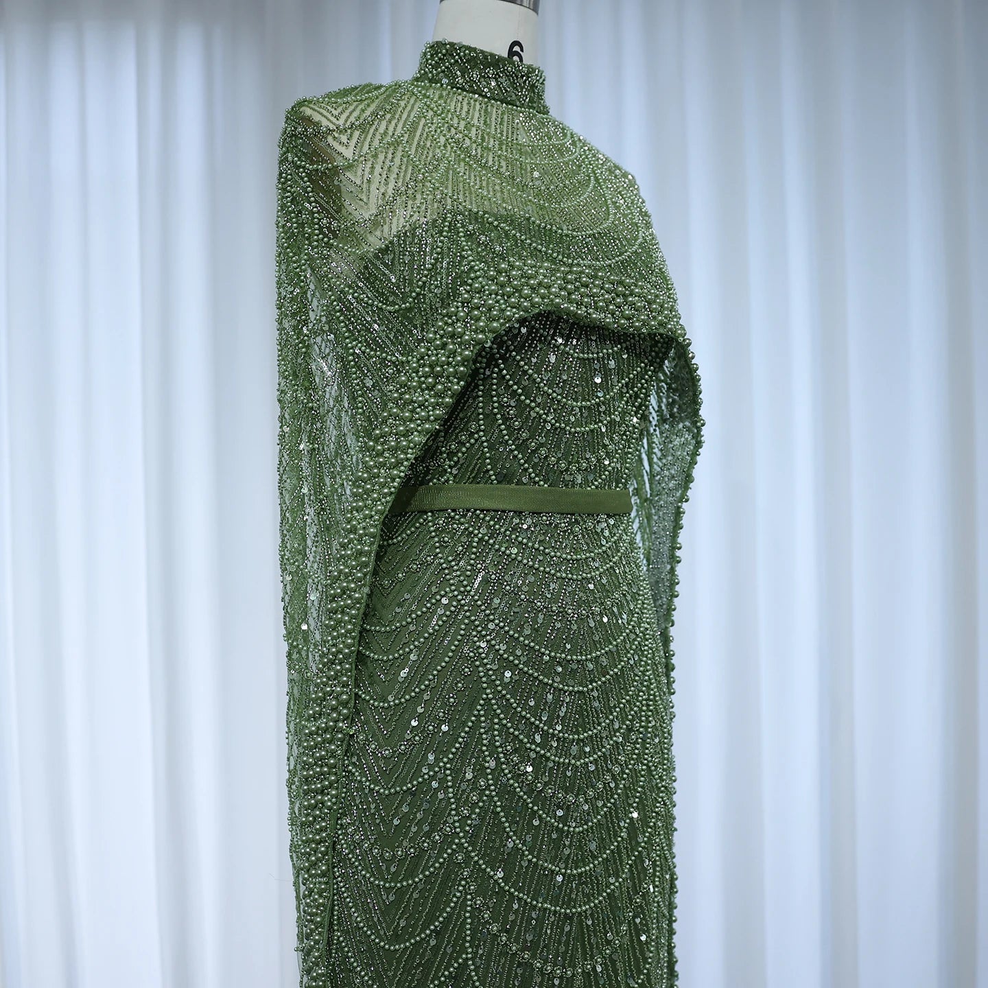 Sharon Said Luxury Pearls Dubai Champagne Evening Dresses