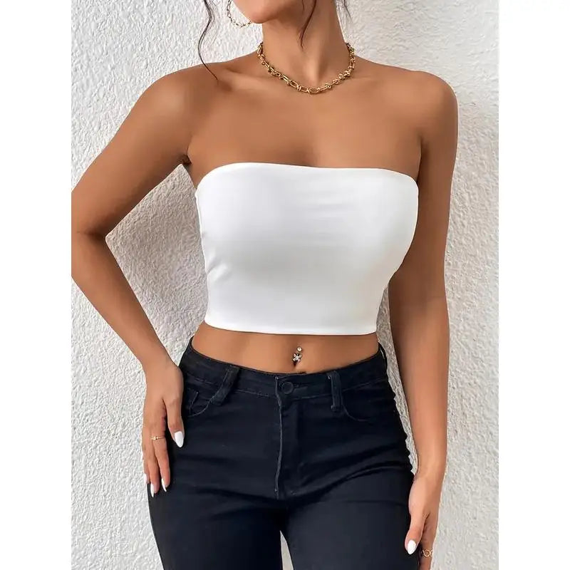 Sexy Crop Top Strap Vest One-Piece Outerwear Women's Clothing ort Length Color Pure Sle Trendy Element Strap