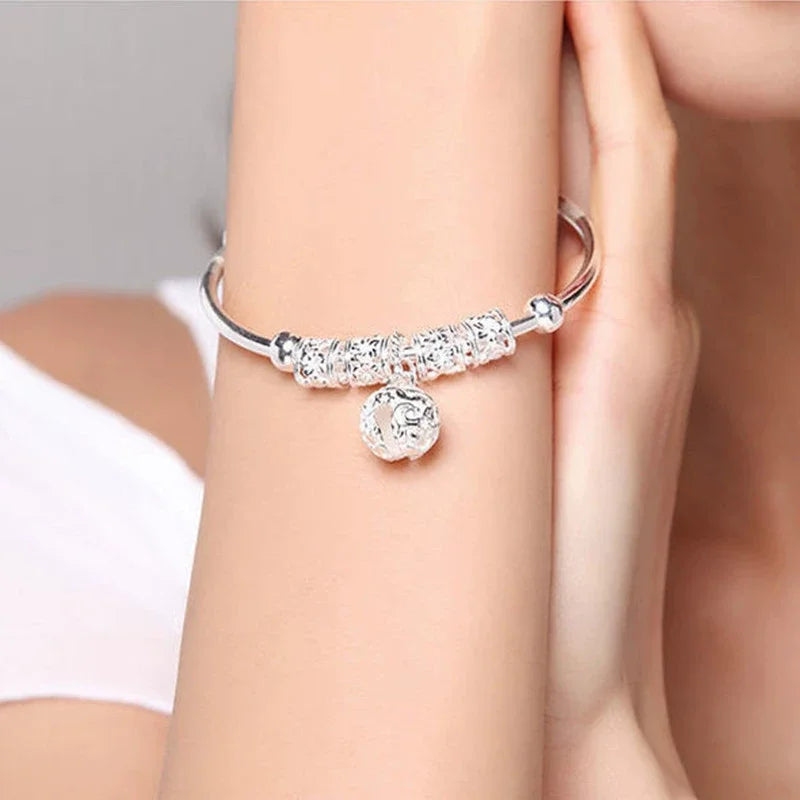 925 Sterling Silver Adjustable Bell Pendant Bracelet