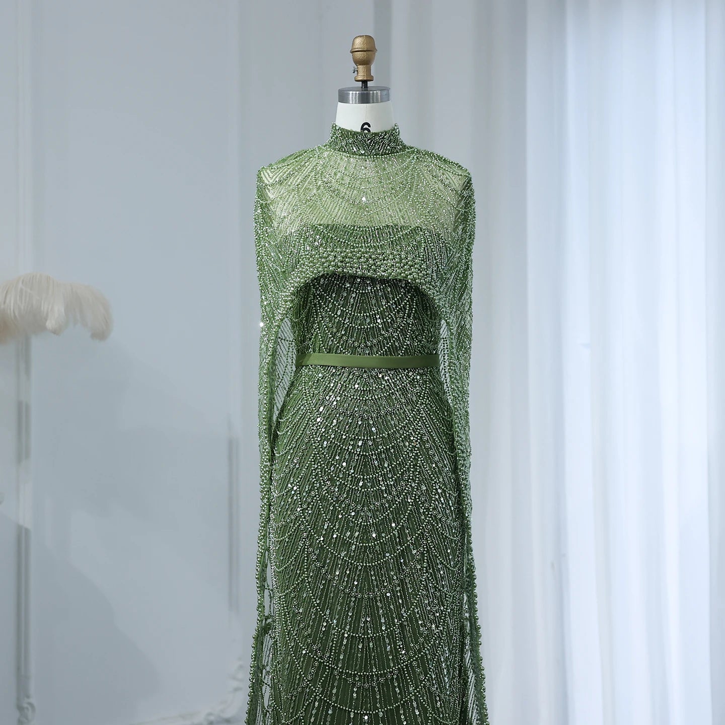 Sharon Said Luxury Pearls Dubai Champagne Evening Dresses