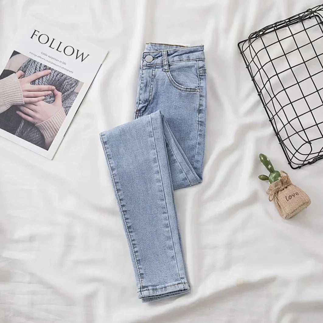 High-Waisted Black Slimming Pencil Jeans