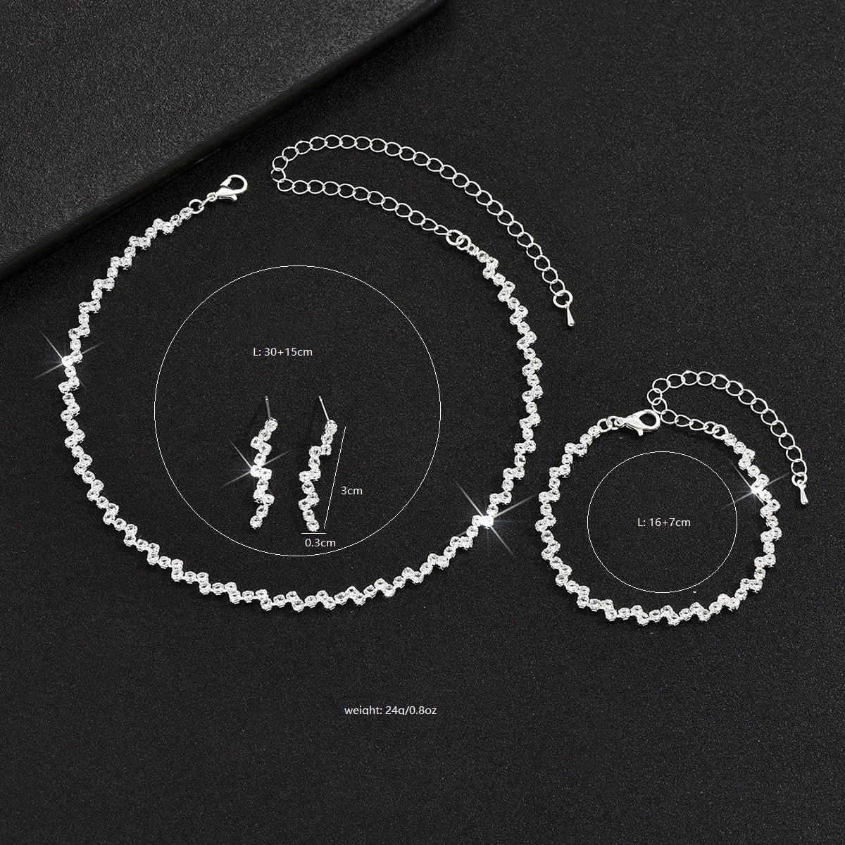 Wave Style Zircon Claw Chain Jewelry Set