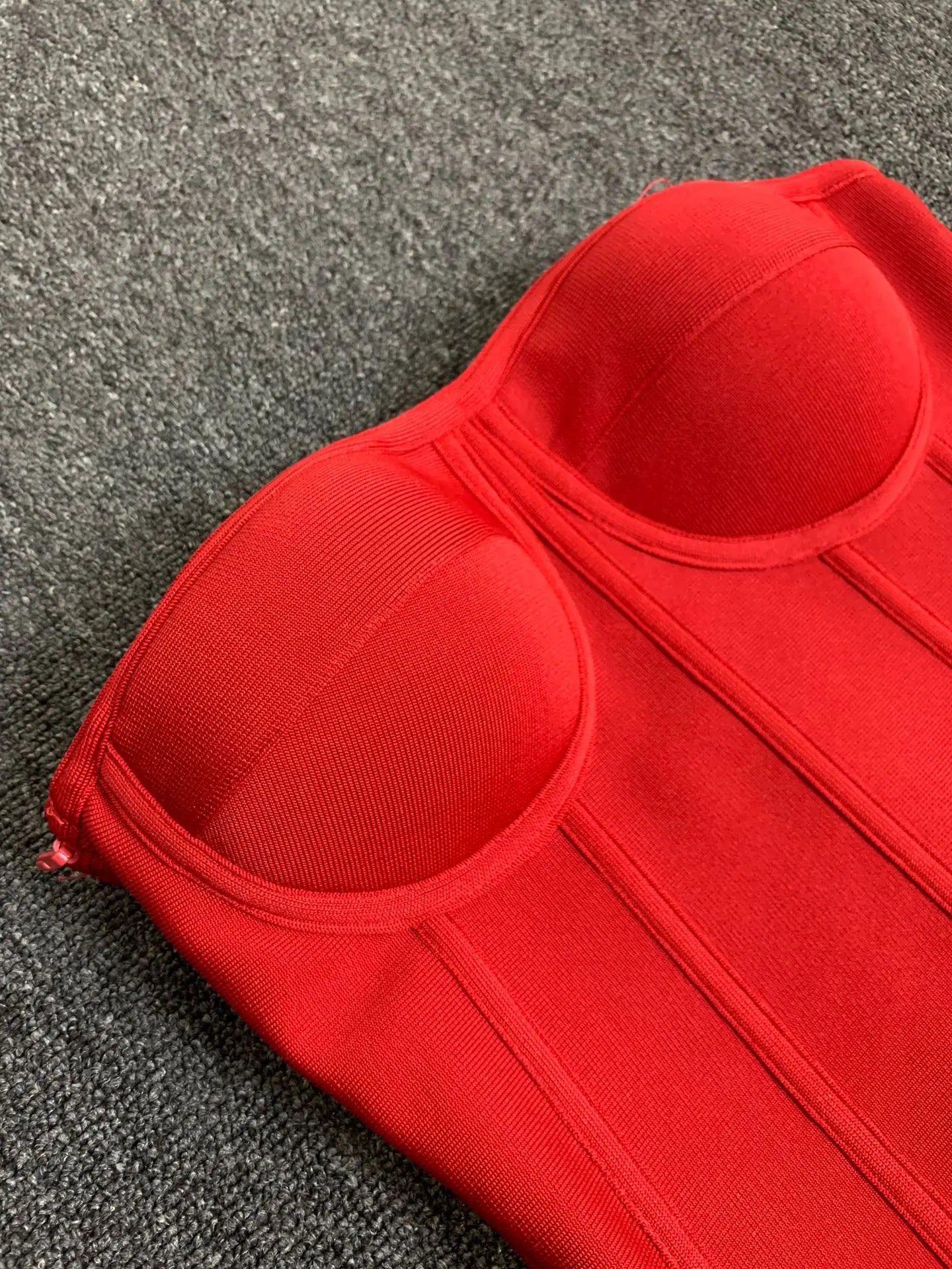 Women Red Bodycon Mini Bandage Outfits Club Party Strapless