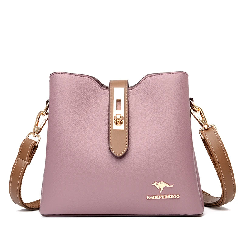 3-Layer Large Capacity Leather Crossbody Bag