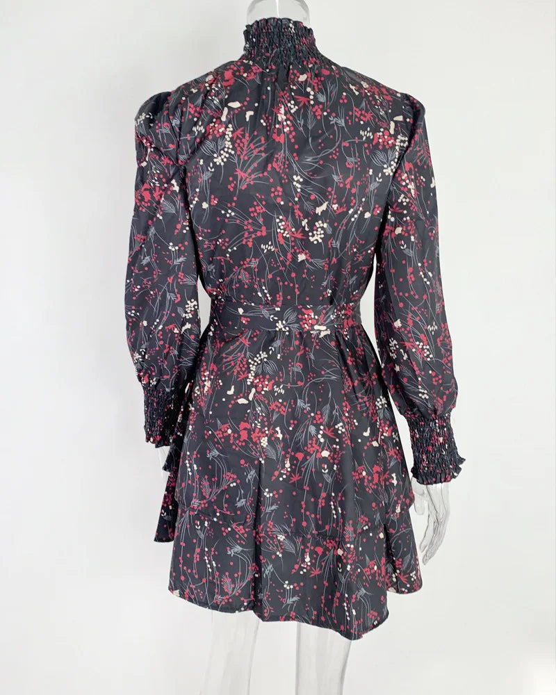 Chiffon Ruffles Floral Print Dresses