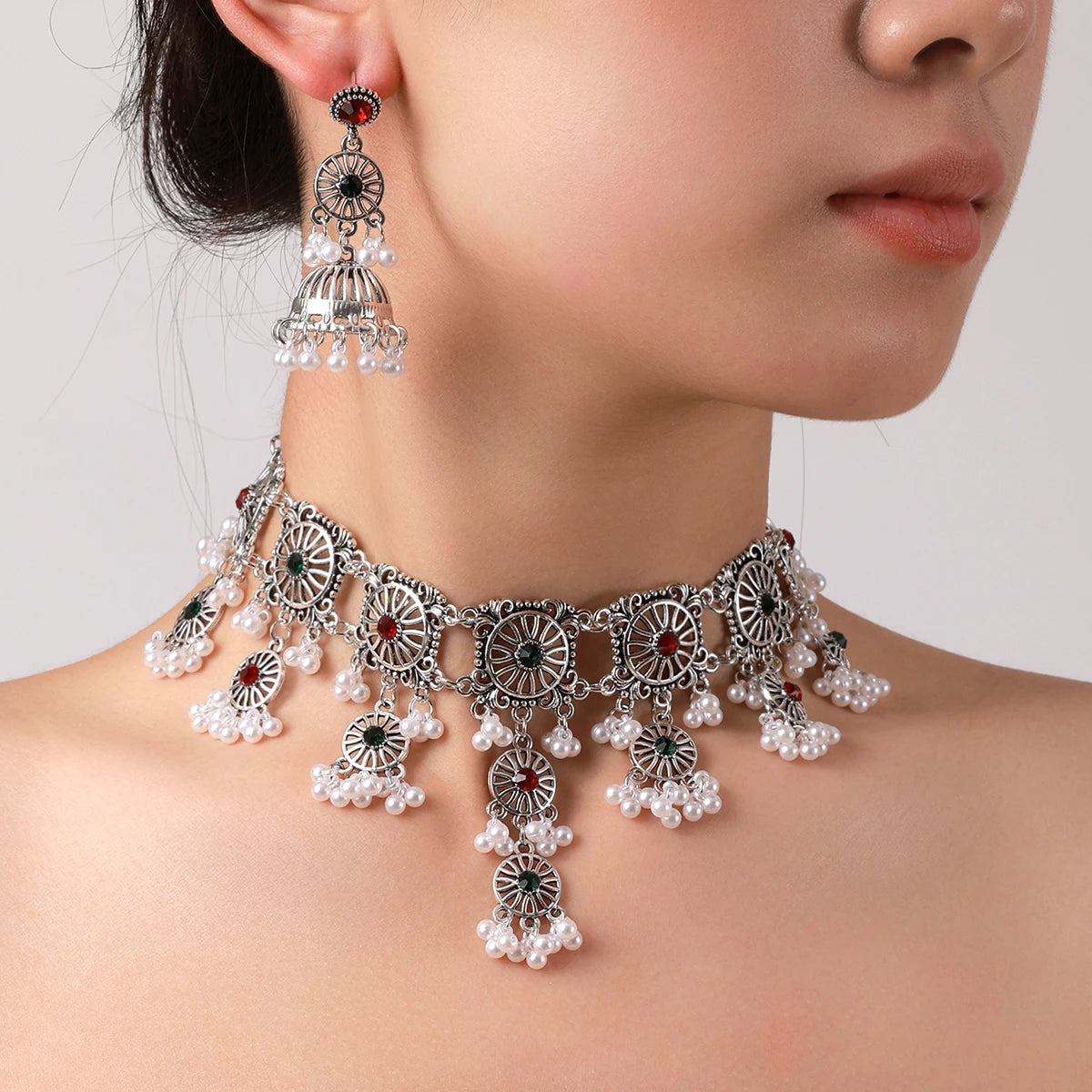 Vintage Square Geometric Crystal Jewelry Set