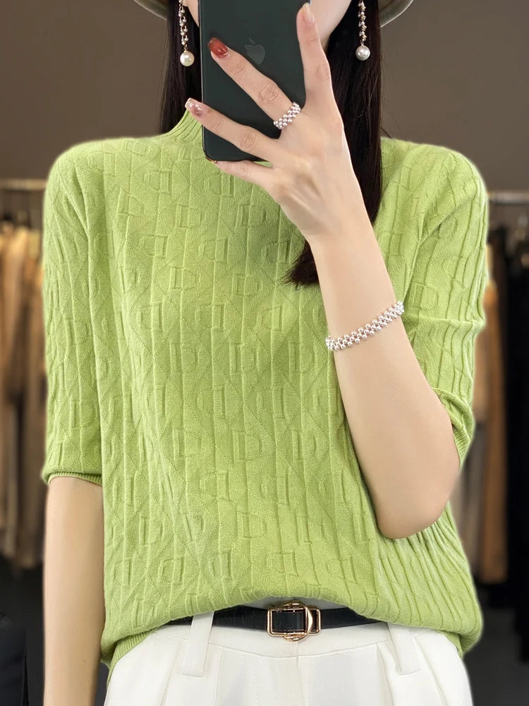 Women’s Diamond Letter Design Knit Sweater