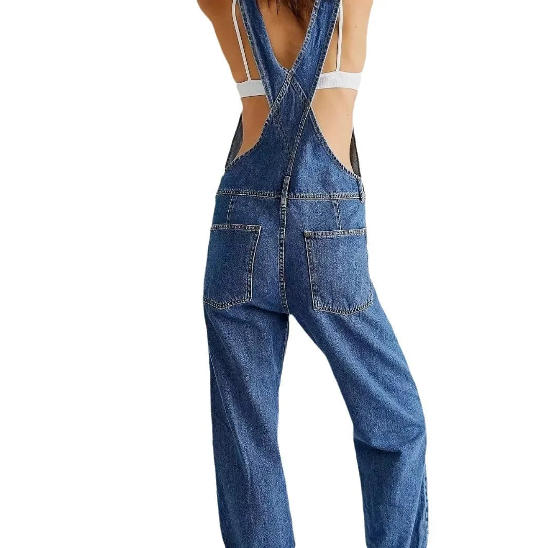 Fashionable Loose Denim Overalls