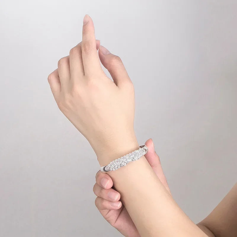 Luxury 925 Sterling Silver Peacock Open Bracelet