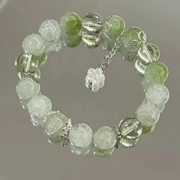 Fairy Butterfly Green Bead Tassel Bracelet