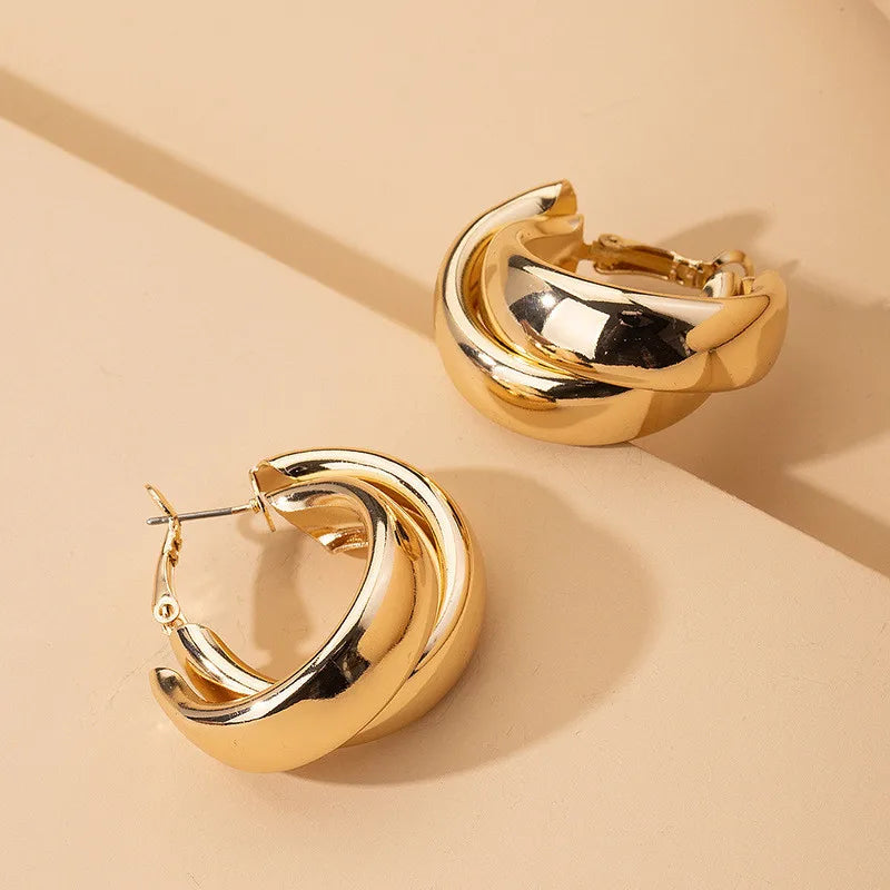 Gold Stainless Steel Chunky Hoop Earrings