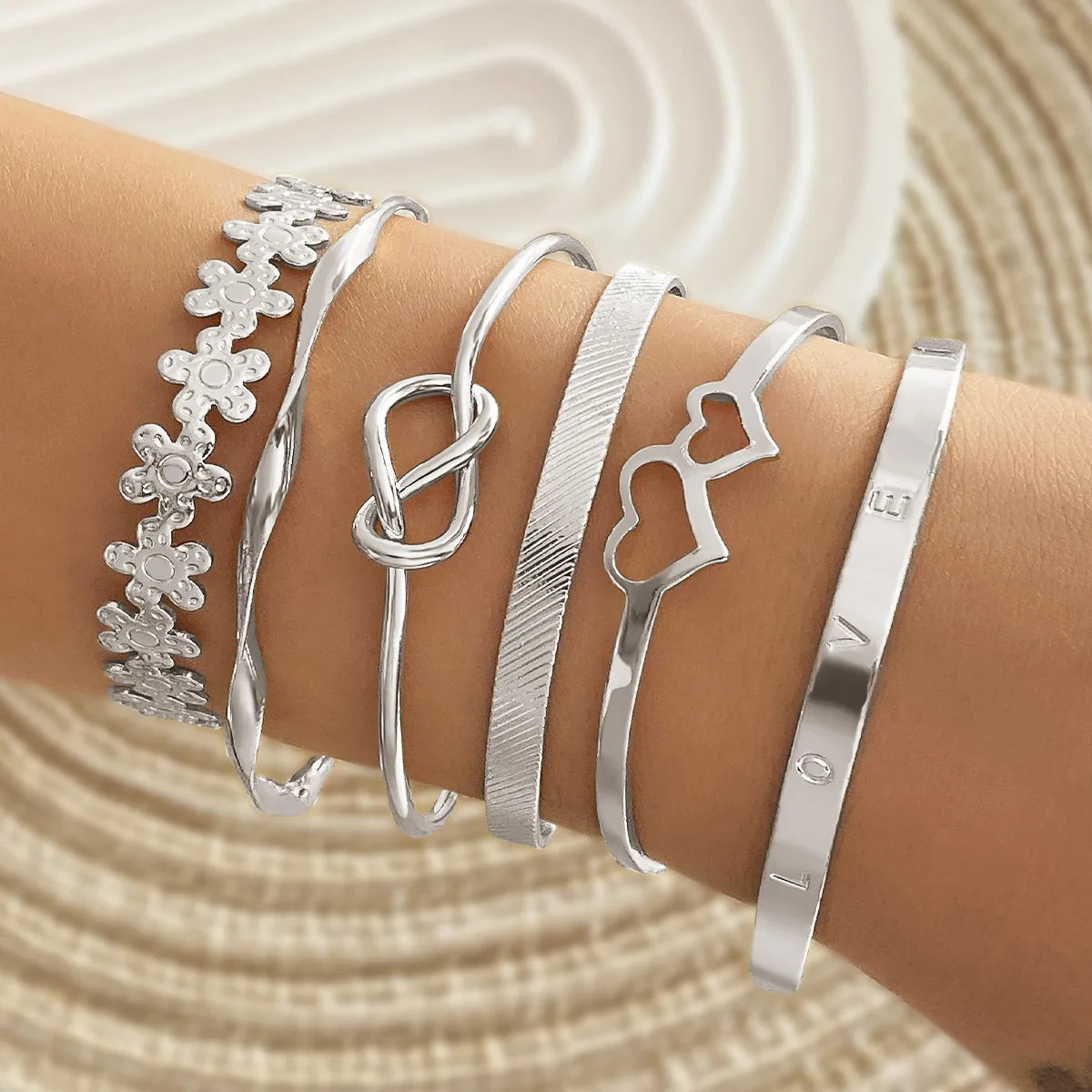 7Pcs Punk Vintage Gold Arrowhead Bracelets Set