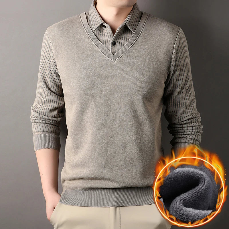 Men's Plaid Fleece Pullover Sweater