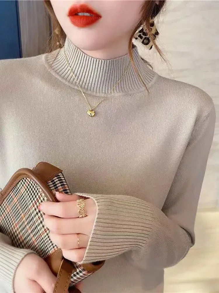 Chic Turtleneck Knitted Sweater for Women