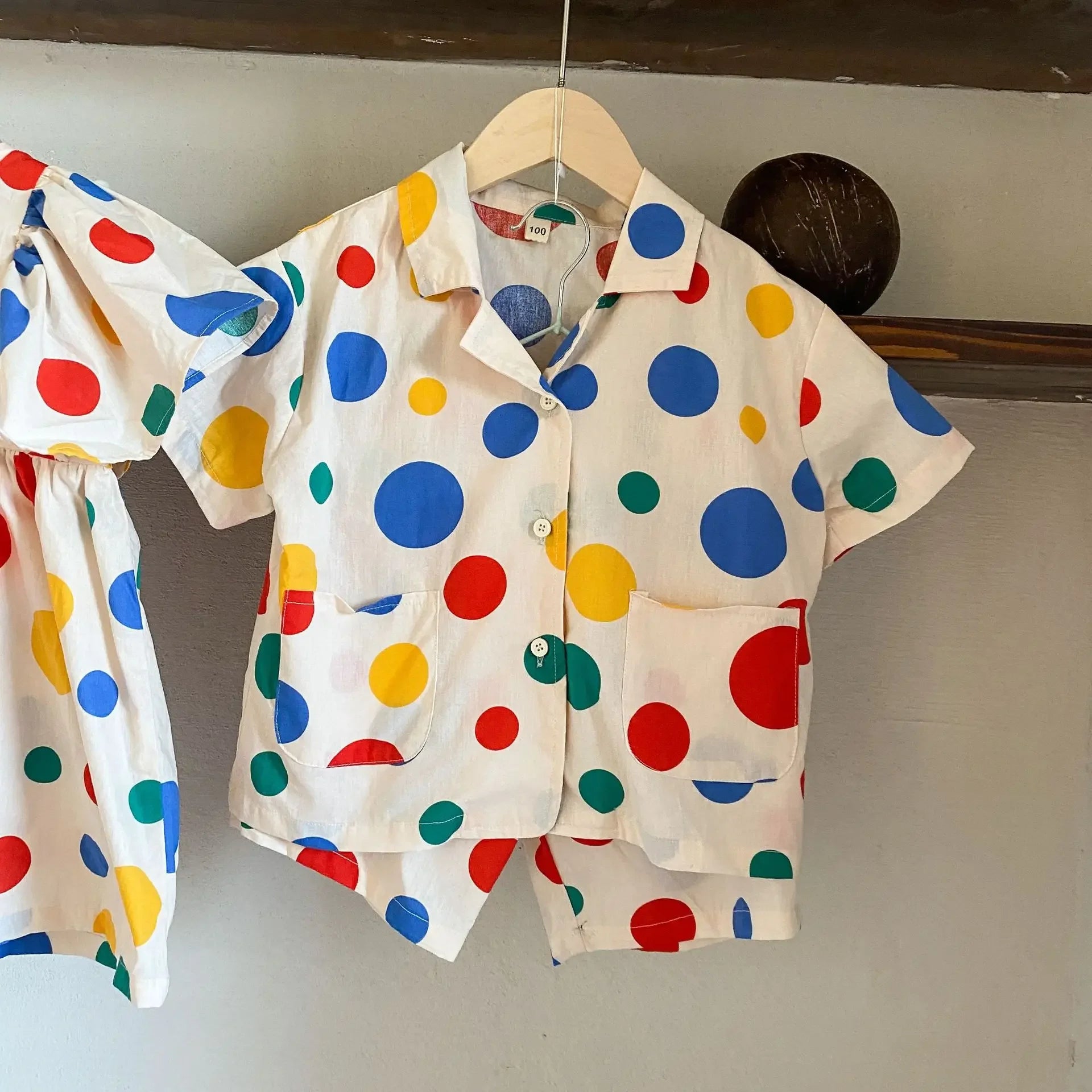 Brother-Sister Polka Dot Dress & Suit Set