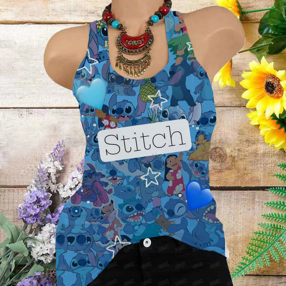 Summer Stitch 3D Print Oversized Tank Top