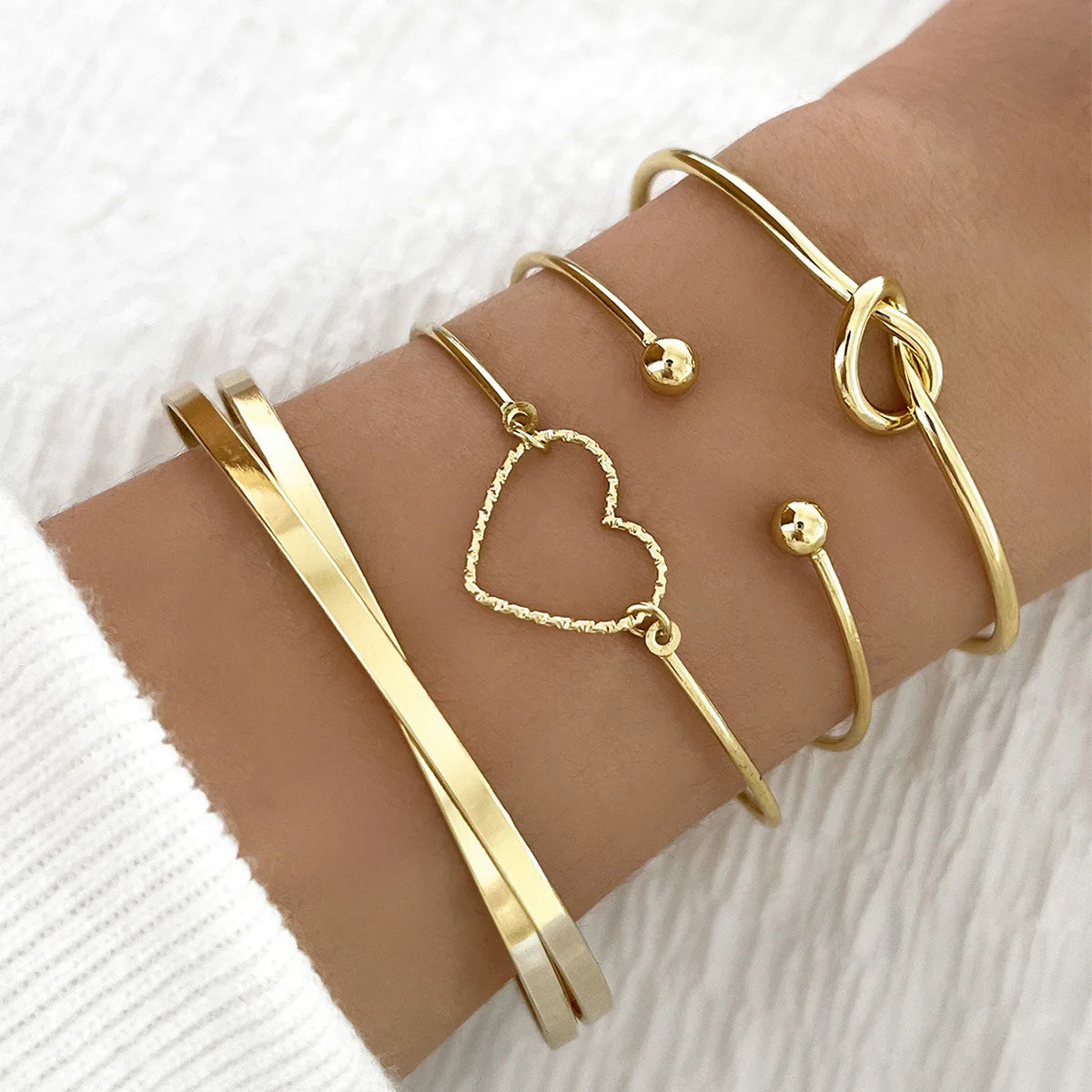 7Pcs Punk Vintage Gold Arrowhead Bracelets Set