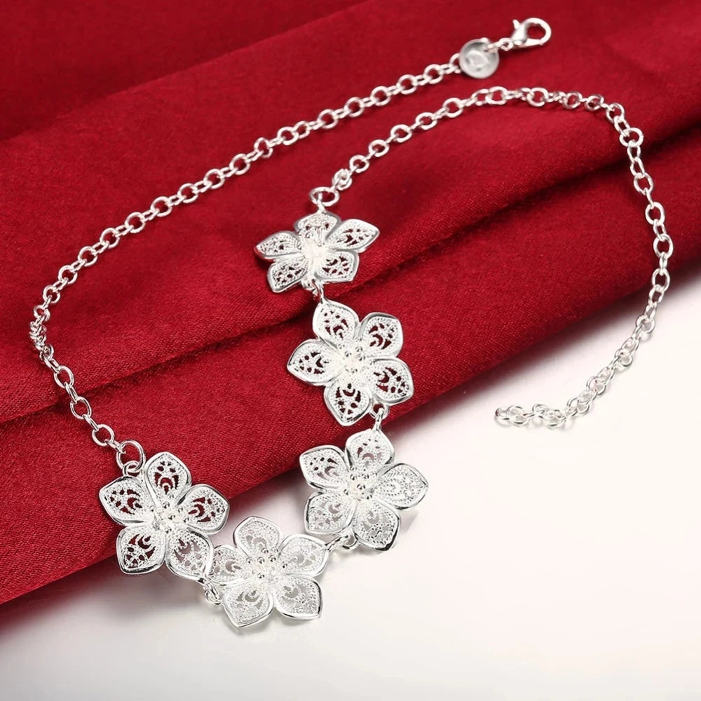 925 Sterling Silver Flower Jewelry Set