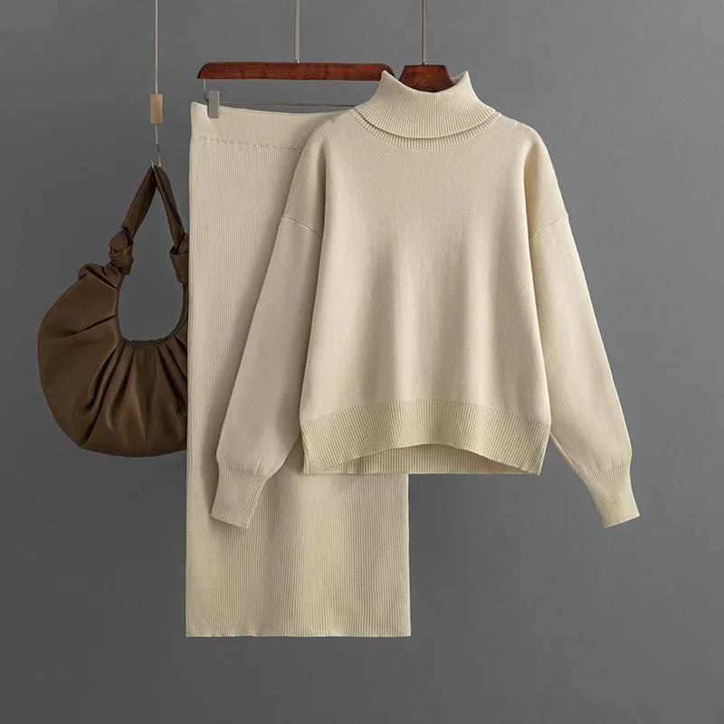 Winter Clothes Women Knitted Skirt Suit New Fashion