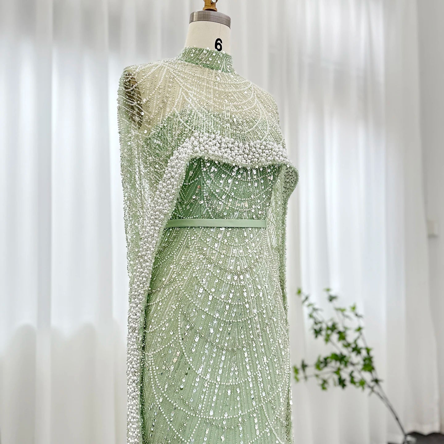 Sharon Said Luxury Pearls Dubai Champagne Evening Dresses