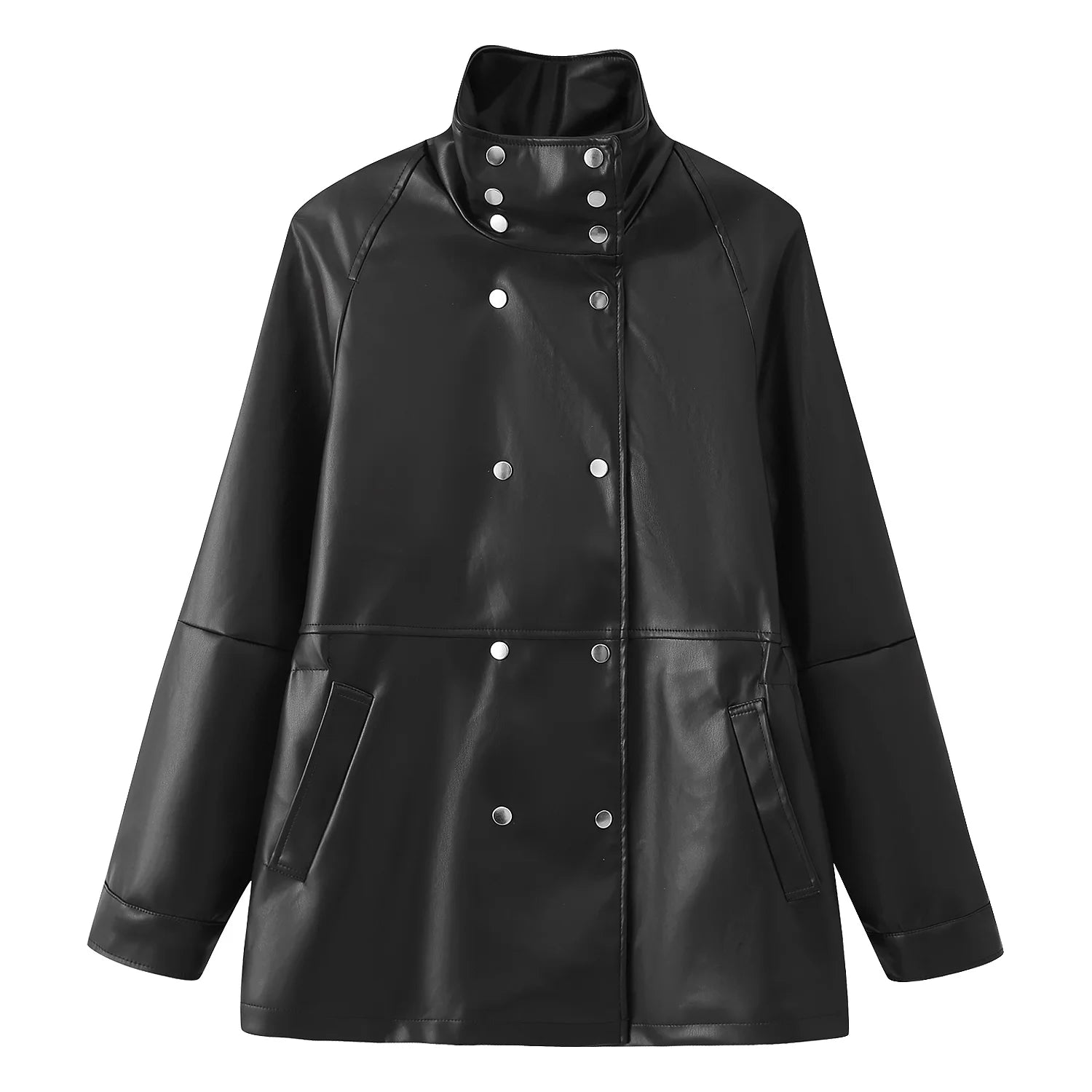 HH Women Double Breasted Stand Collar Long Sleeves
