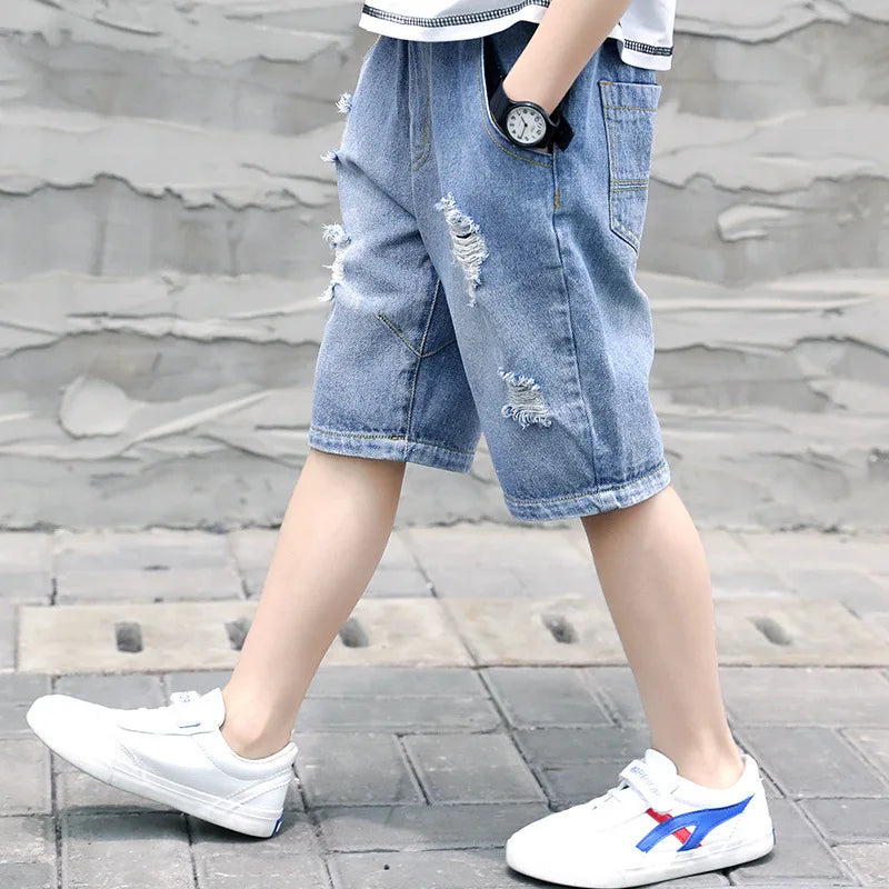 Boys' Casual Ripped Denim Shorts
