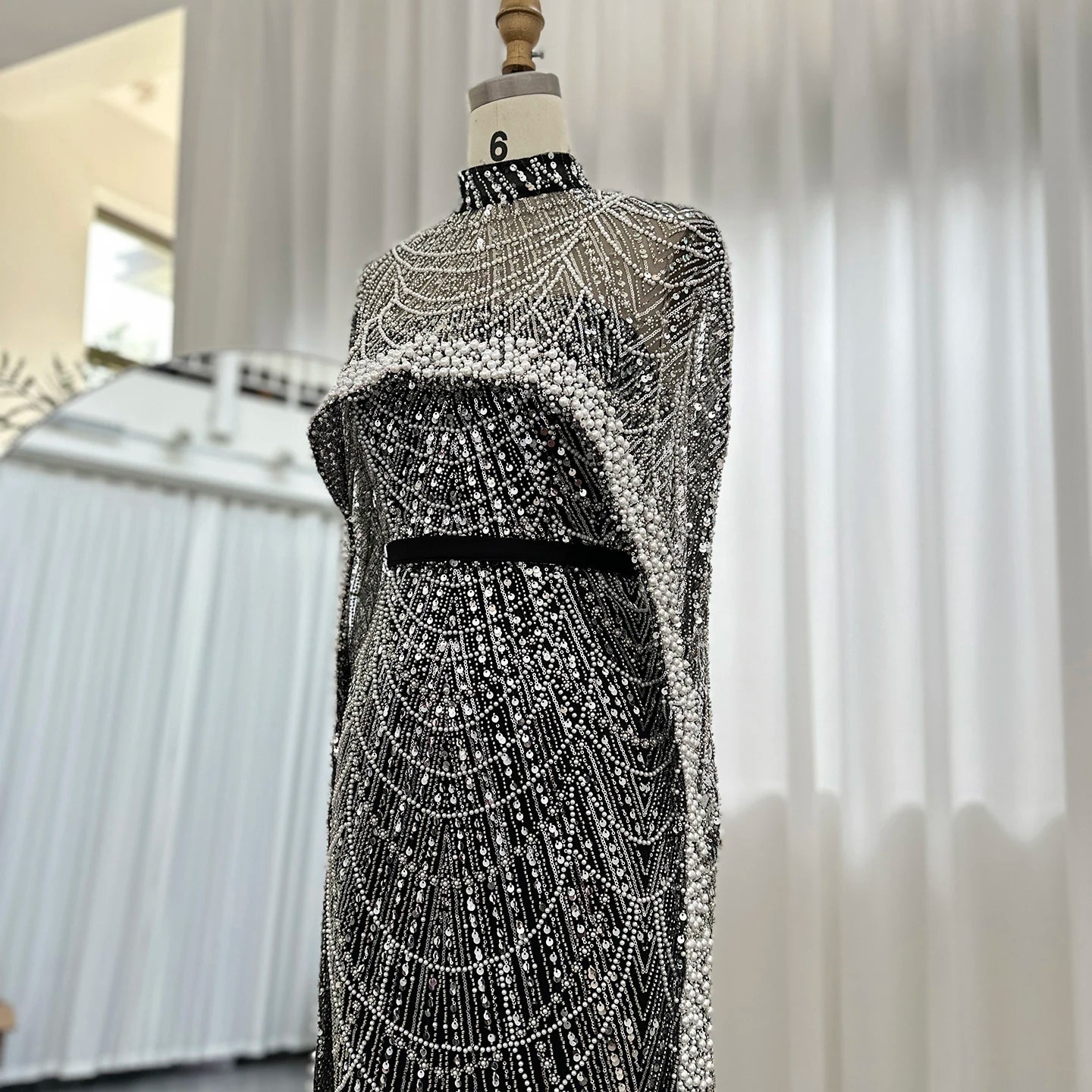 Sharon Said Luxury Pearls Dubai Champagne Evening Dresses