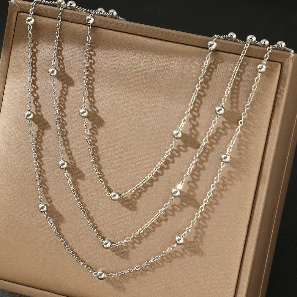 High-End Stainless Steel Multi-Layer Beads Necklace