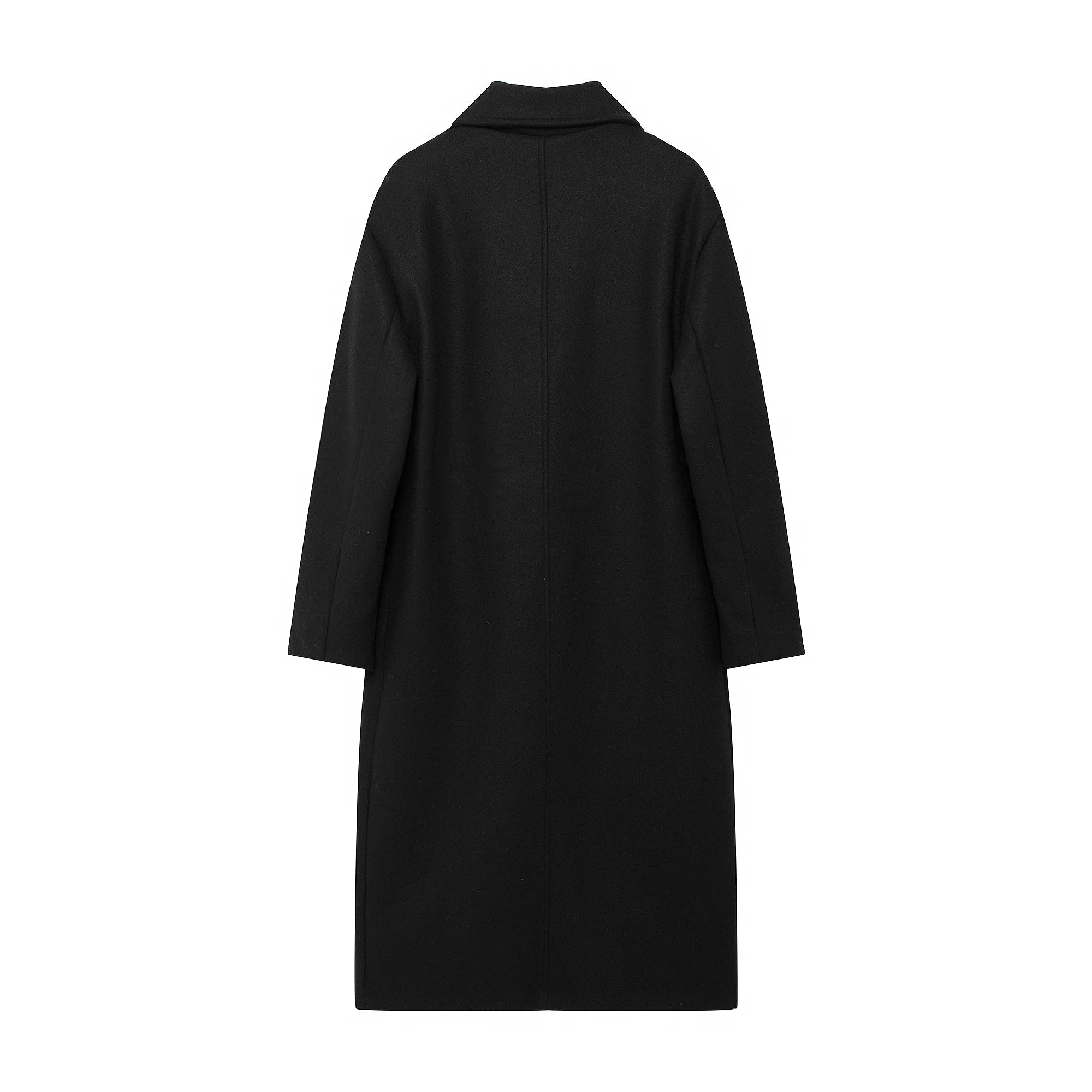 Winter Coat For Women 2024 Solid Lapel Double Breasted Long