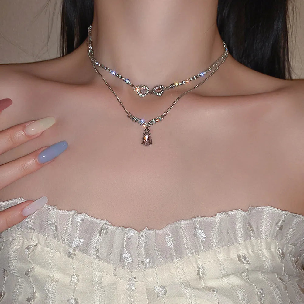 Double Love Pendant Multi-Layer Necklace