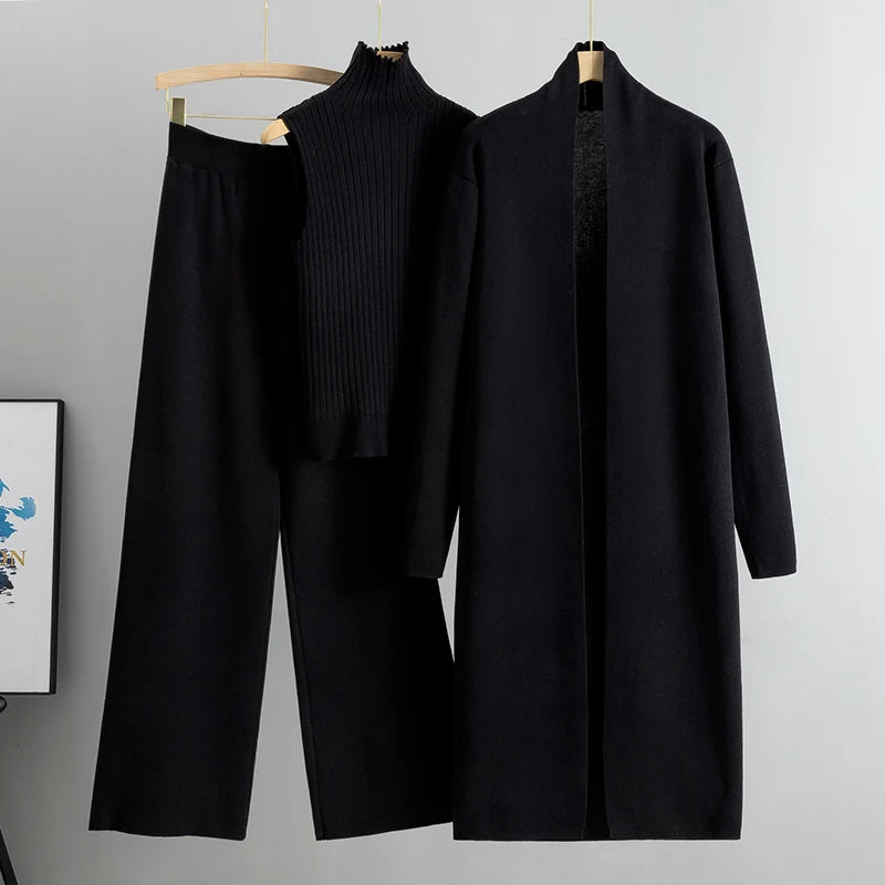 Women’s 3-Piece Knitted Cardigan Tracksuit