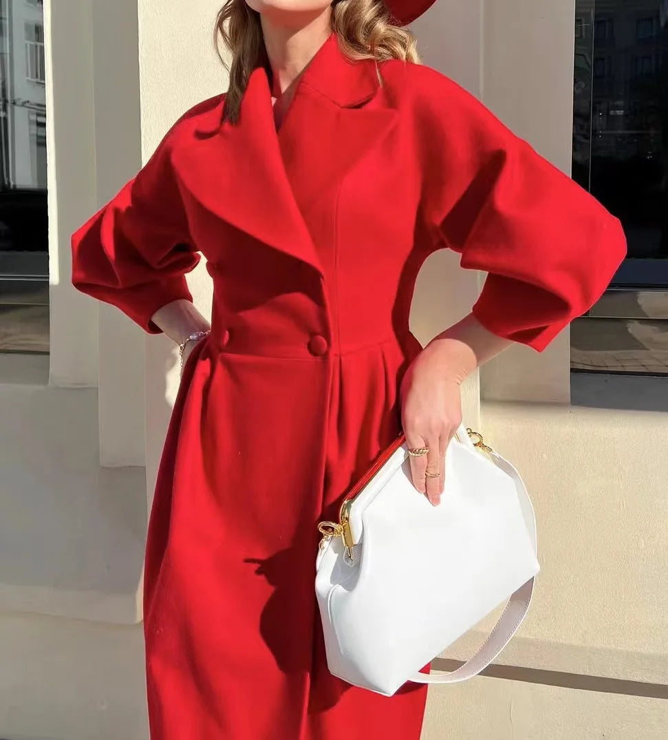 Winter Coat for Women Elegant Lantern Sleeve