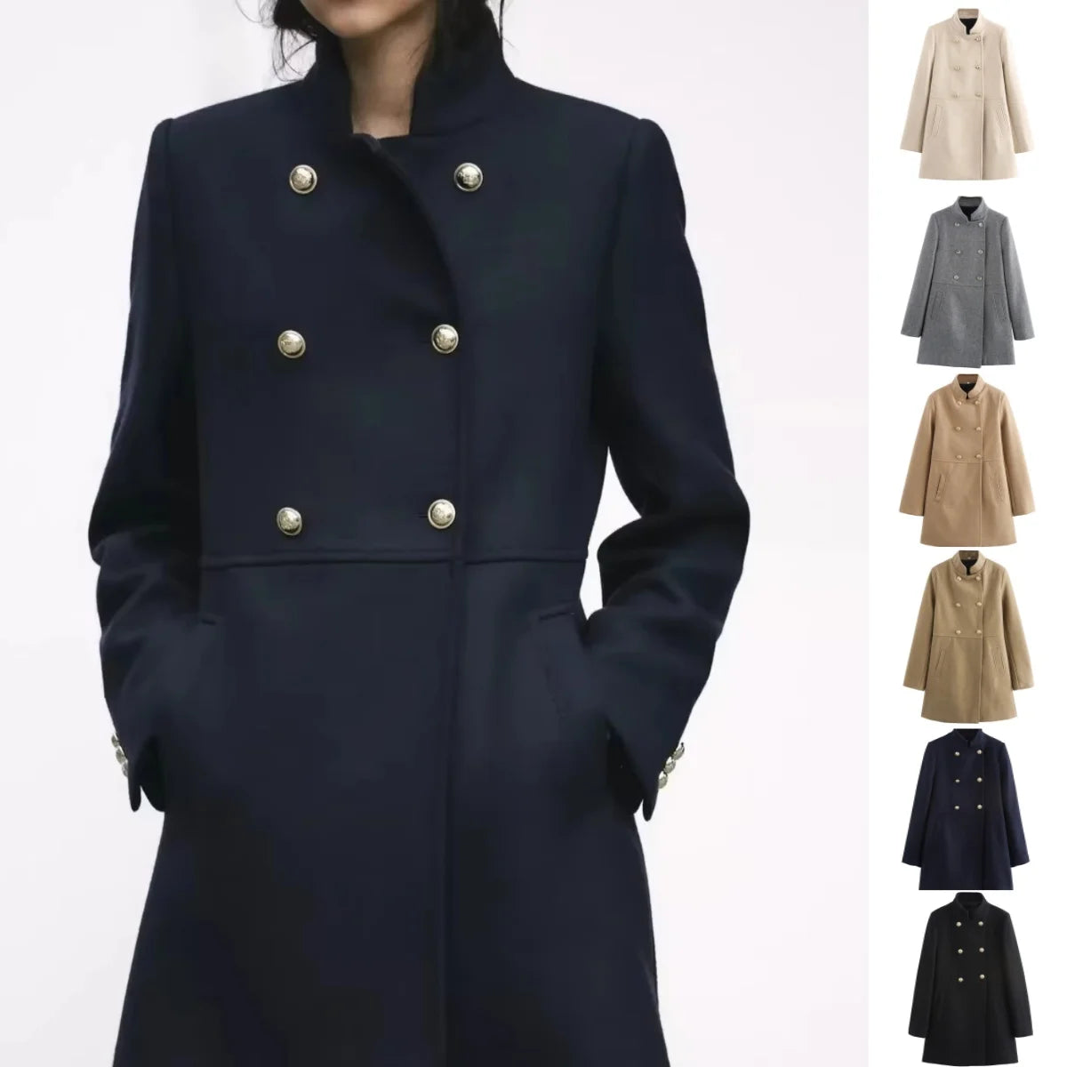Winter Coat For Women 2024 Solid Lapel Double Breasted