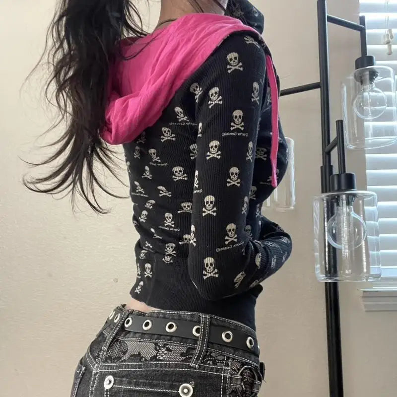 Punk Hoodie Y2k Clothes Hot Girl Slim Zipper