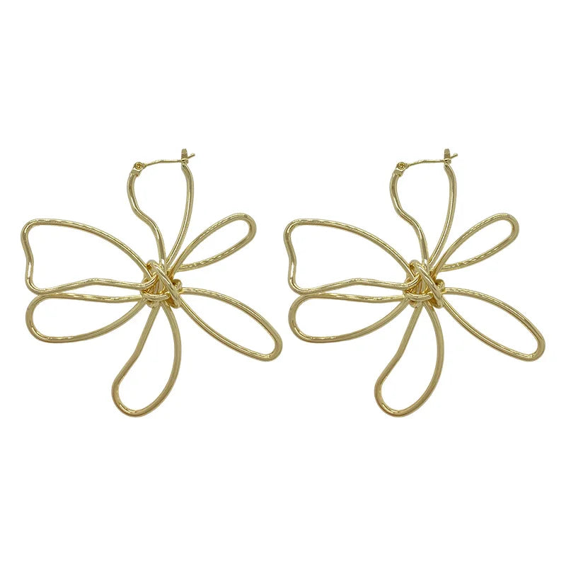 Metal Flower European-American Style Earrings