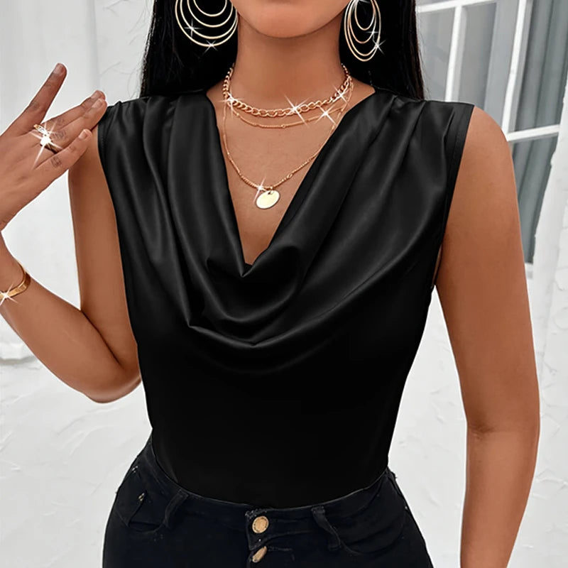 Silk-Like Satin Strappy Tank Top
